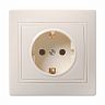 Розетка встраиваемая IEK Кварта, с з/ш, с заземлением, 16 А, 250 В, IP20, кремовая фото