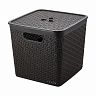 Корзина для хранения Keeplex Rattan, с крышкой, 30 x 30 x 28 см, темный каштан фото