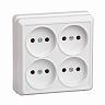 Розетка четверная накладная IEK Октава, без заземления, 10 А, 250 В, IP20, белая фото