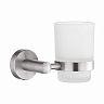 Стакан для зубных щеток Fashun A51506, с настенным держателем, стекло/металл, сатин фото