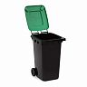 Бак для мусора Альтернатива, на колесах, 240 л, черно-зеленый фото
