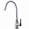 Смеситель для кухни Fashun A54401-12, с гибким изливом, сатин/серый фото