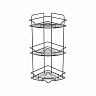 Полка в ванную угловая Milardo Grid, 3-х ярусная, черная матовая фото