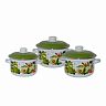 Набор эмалированных кастрюль СтальЭмаль Авокадо, 6 предметов (2, 3, 4 л, крышки) фото