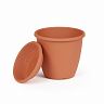 Горшок для цветов Альтернатива Афина, с поддоном, 2,2 л, коричневый фото