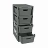 Комод четырехсекционный на колесах Econova Luxe, 300 x 385 x 690 мм, серый фото