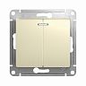 Выключатель 2-клавишный Systeme (Schneider) Electric Glossa, встраиваемый, с подсв., бежевый фото