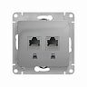 Розетка компьютерная встраиваемая 2 x RJ45 Systeme Electric Glossa, категория 5Е, алюминий фото