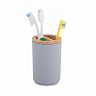 Стакан для зубных щеток Альтернатива Бамбук, с разделителем, серый фото